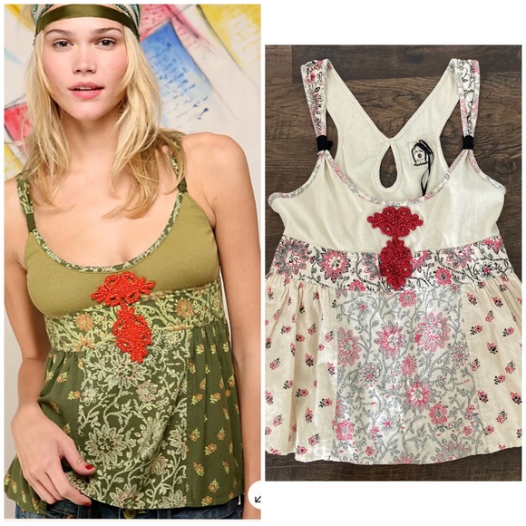 Free People Tops - Free People Tibetan Garden Cami Babydoll Tank NWT Sz L Cream